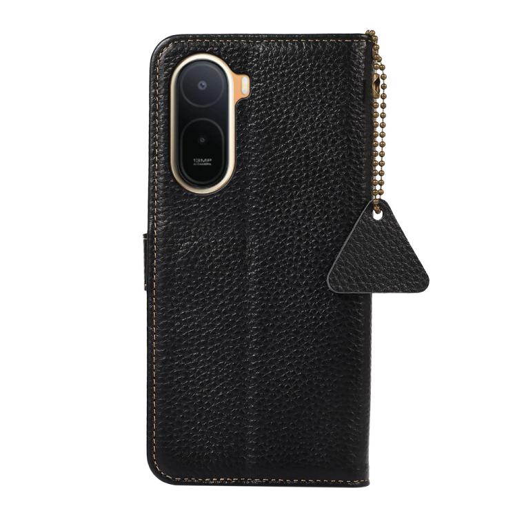 For Redmi A7 Pro 171mm/Poco C85x 5G Genuine Leather Litchi Texture RFID Leather Phone Case