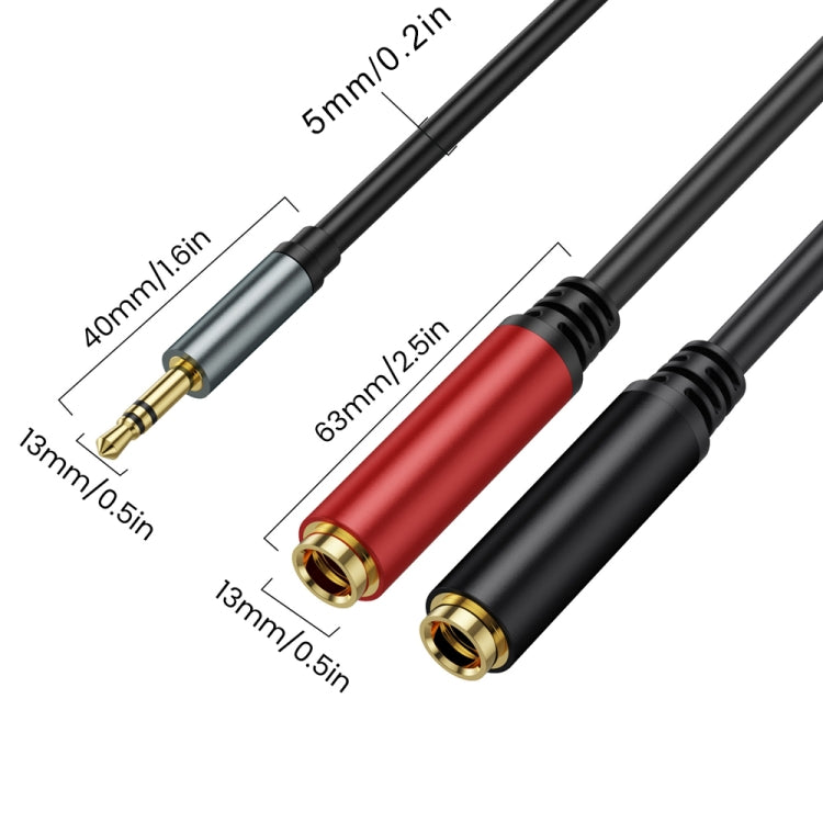 0.3m Gold Plated 3.5mm TRS Male to 2 x 6.35mm Female Laptop Y Splitter Adapter Audio Cable - Black