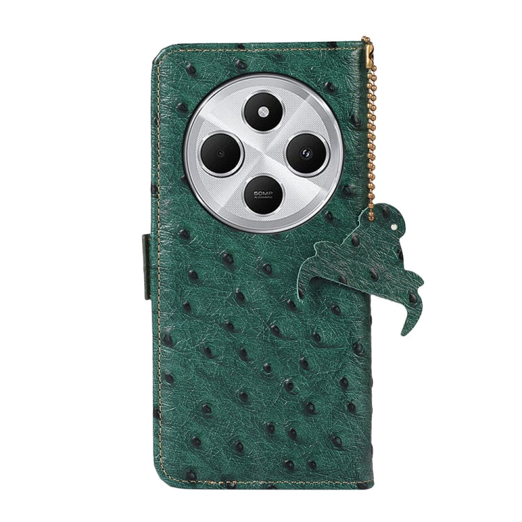 For Redmi 14C 4G Ostrich Pattern Genuine Leather RFID Phone Case