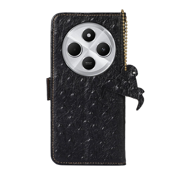 For Redmi 14C 4G Ostrich Pattern Genuine Leather RFID Phone Case
