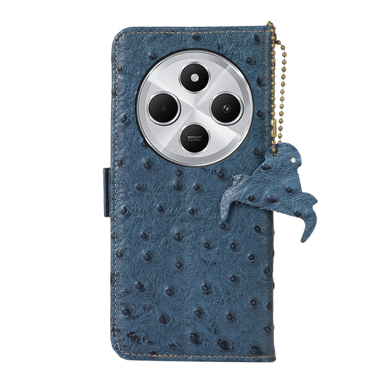 For Redmi 14C 4G Ostrich Pattern Genuine Leather RFID Phone Case