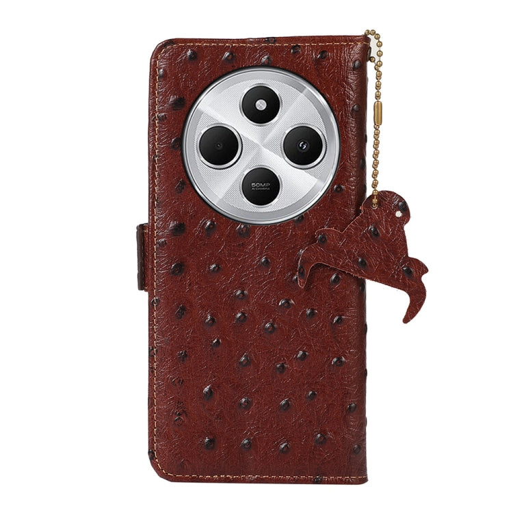 For Redmi 14C 4G Ostrich Pattern Genuine Leather RFID Phone Case