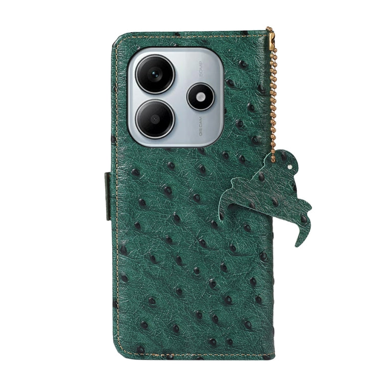 For Redmi Note 14 4G 163.25mm Ostrich Pattern Genuine Leather RFID Phone Case
