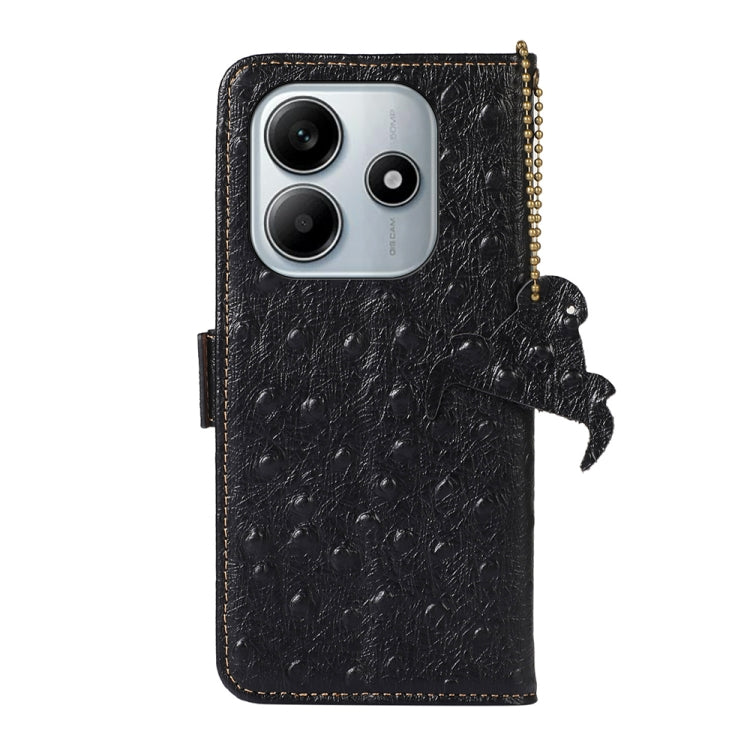 For Redmi Note 14 4G 163.25mm Ostrich Pattern Genuine Leather RFID Phone Case
