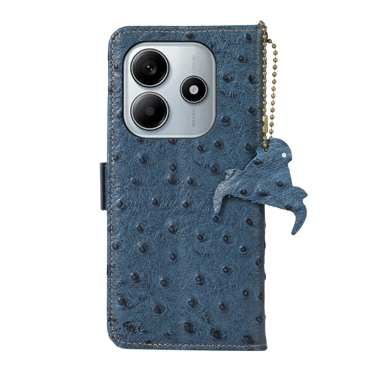 For Redmi Note 14 4G 163.25mm Ostrich Pattern Genuine Leather RFID Phone Case