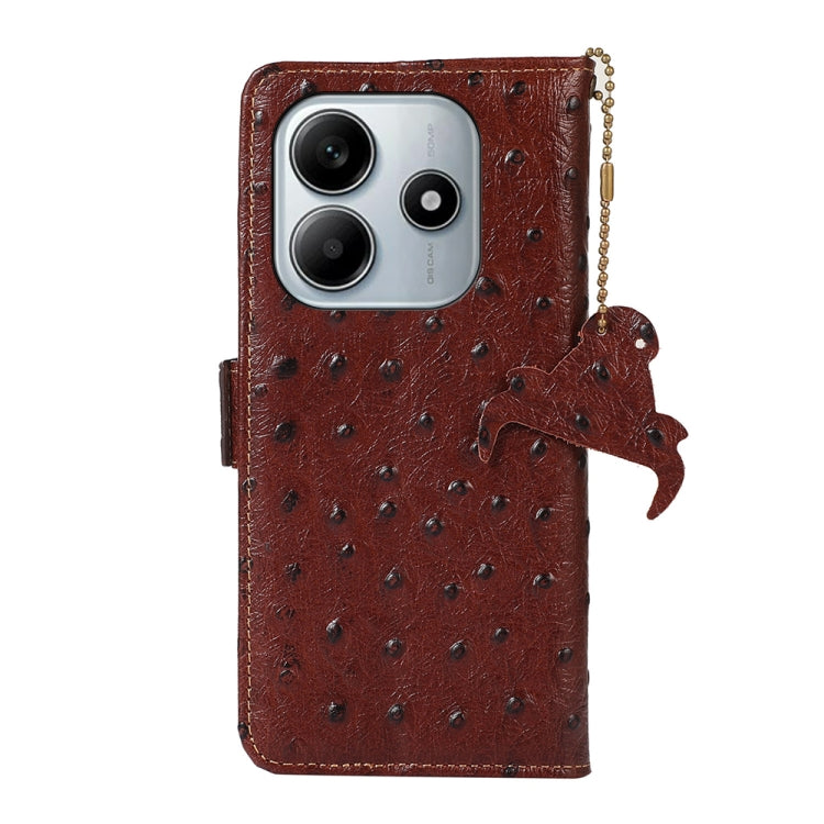 For Redmi Note 14 4G 163.25mm Ostrich Pattern Genuine Leather RFID Phone Case