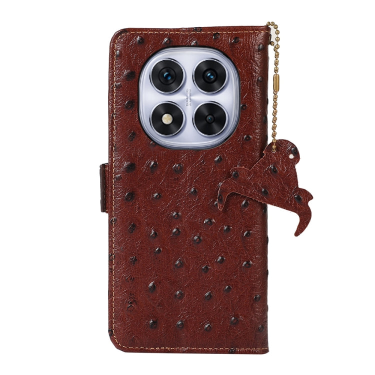 For Redmi Note 14 Pro 5G Ostrich Pattern Genuine Leather RFID Phone Case
