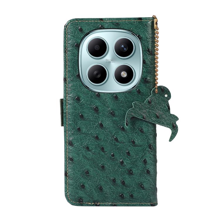 For Redmi Note 15 5G Global 164mm Ostrich Pattern Genuine Leather RFID Phone Case