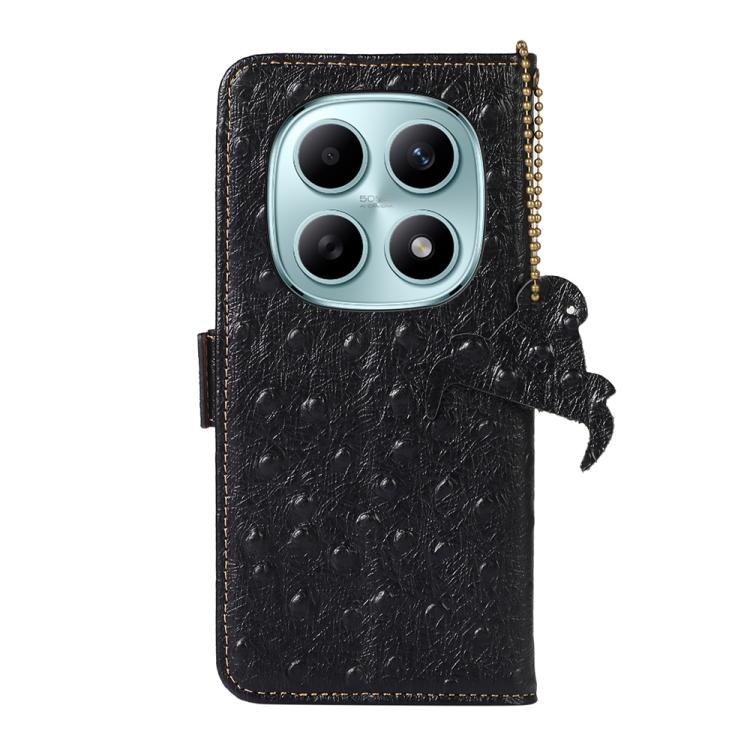 For Redmi Note 15 5G Global 164mm Ostrich Pattern Genuine Leather RFID Phone Case