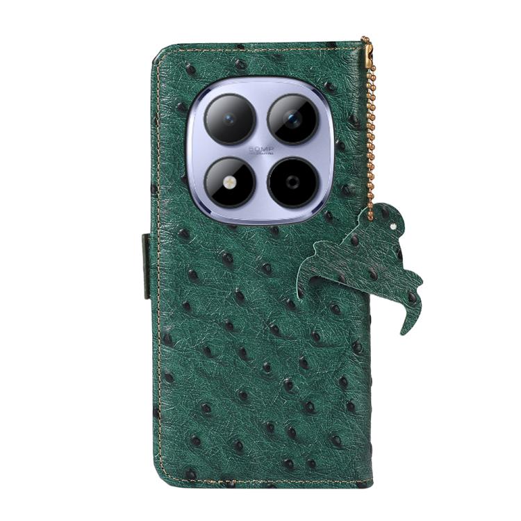 For Redmi Note 15 Pro 5G Global 163.6mm Ostrich Pattern Genuine Leather RFID Phone Case