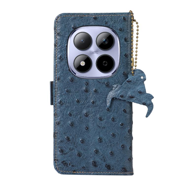 For Redmi Note 15 Pro 5G Global 163.6mm Ostrich Pattern Genuine Leather RFID Phone Case
