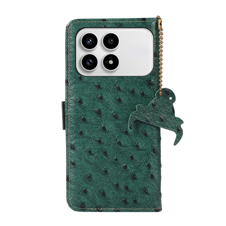 For Redmi K90/Poco F8 Pro Ostrich Pattern Genuine Leather RFID Phone Case