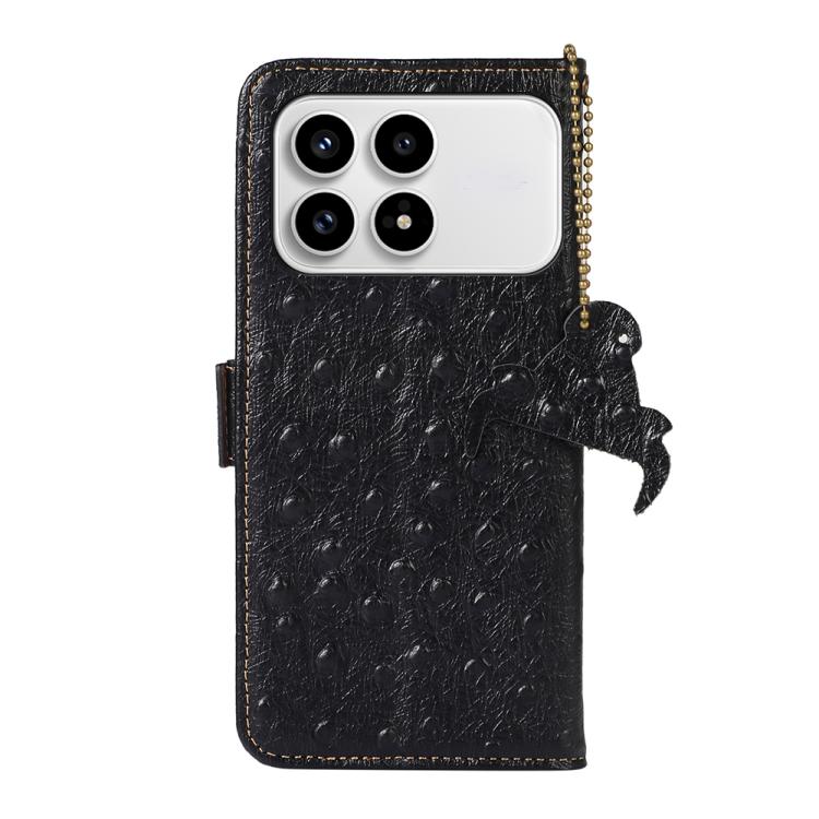 For Redmi K90/Poco F8 Pro Ostrich Pattern Genuine Leather RFID Phone Case