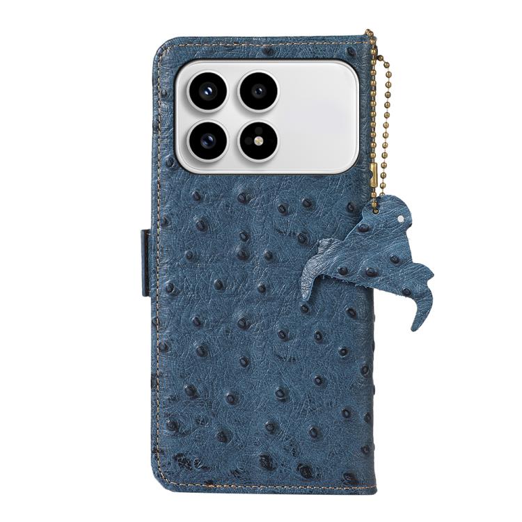 For Redmi K90/Poco F8 Pro Ostrich Pattern Genuine Leather RFID Phone Case