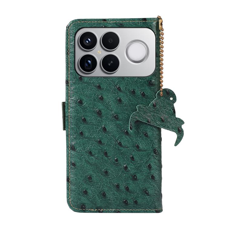 For Redmi K90 Pro Max/Poco F8 Ultra Ostrich Pattern Genuine Leather RFID Phone Case