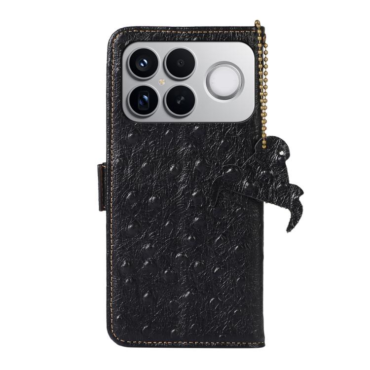 For Redmi K90 Pro Max/Poco F8 Ultra Ostrich Pattern Genuine Leather RFID Phone Case