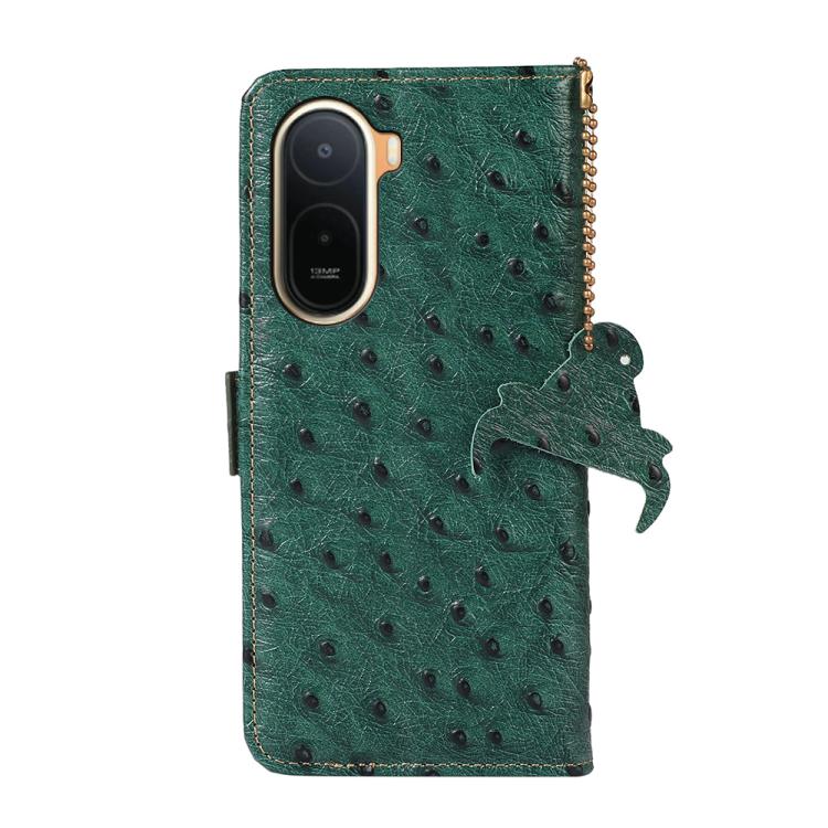 For Redmi A7 Pro 171mm/Poco C85x 5G Ostrich Pattern Genuine Leather RFID Phone Case