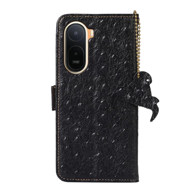 For Redmi A7 Pro 171mm/Poco C85x 5G Ostrich Pattern Genuine Leather RFID Phone Case