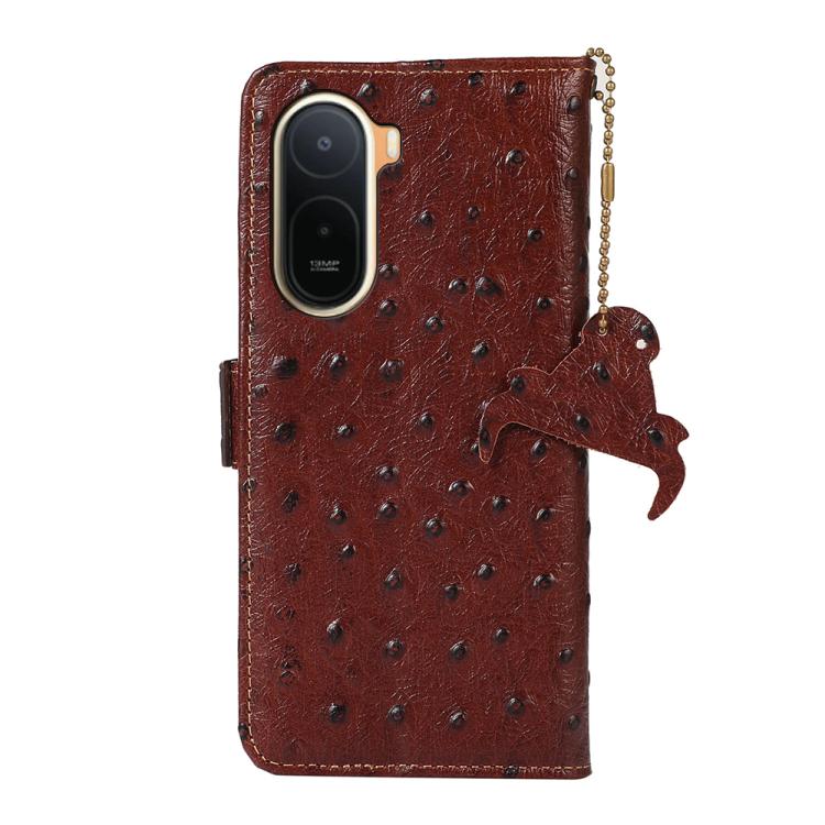 For Redmi A7 Pro 171mm/Poco C85x 5G Ostrich Pattern Genuine Leather RFID Phone Case