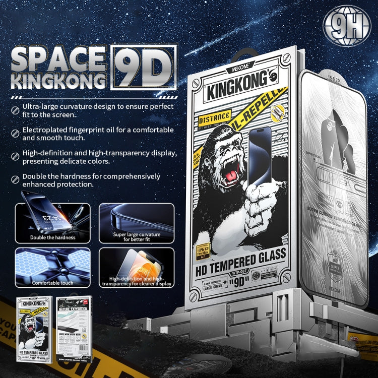 For iPhone 16 Plus / 15 Plus WK WTP-087 Space King Kong 9D Curved HD Tempered Glass Screen Protector