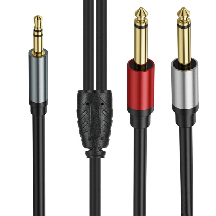 1m Gold Plated 3.5mm TRS Stereo to Dual 6.35mm TS Mono Y Splitter Adapter Audio Cable - Black
