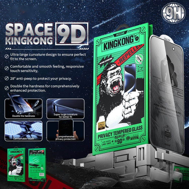 For iPhone 16 Plus / 15 Plus WK WTP-088 Space King Kong 9D Curved 28 Degree Privacy Tempered Glass Film