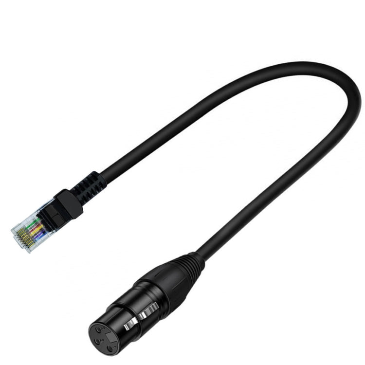 XLR 3 Pin Female to RJ45 Male Network Extension Cable for DMX-CON Controller Series, Length: 30cm - Black