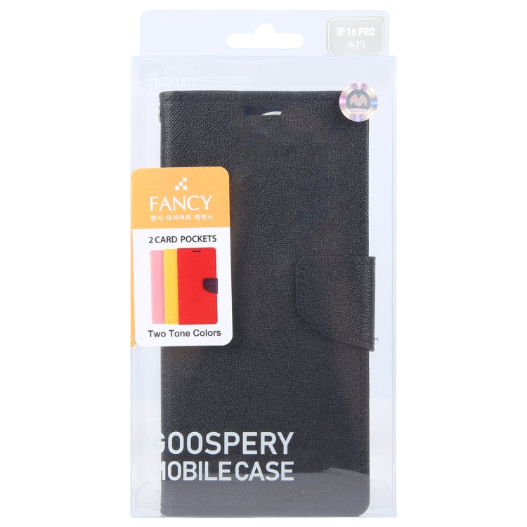 For iPhone 16 Pro GOOSPERY FANCY DIARY Cross Texture Leather Phone Case