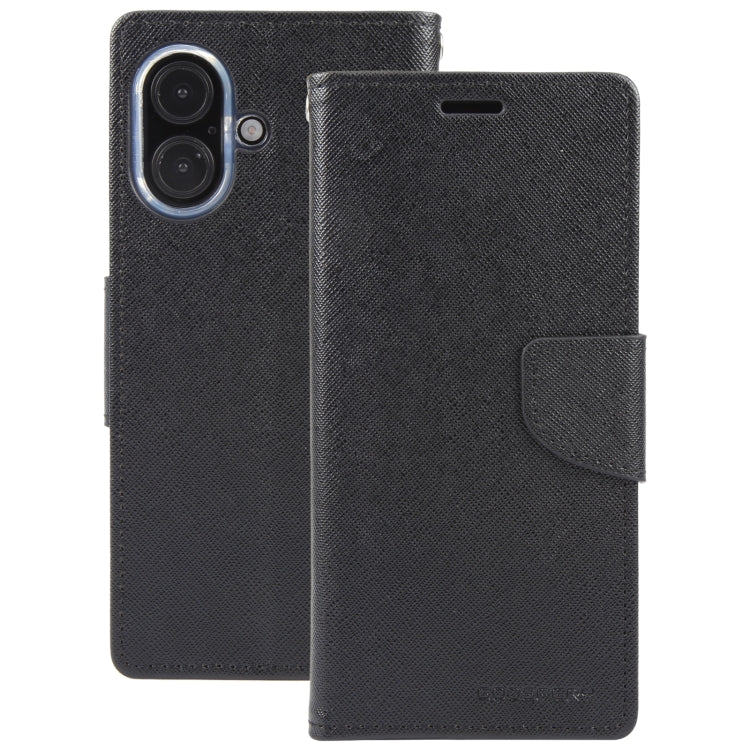 For iPhone 16 Plus GOOSPERY FANCY DIARY Cross Texture Leather Phone Case