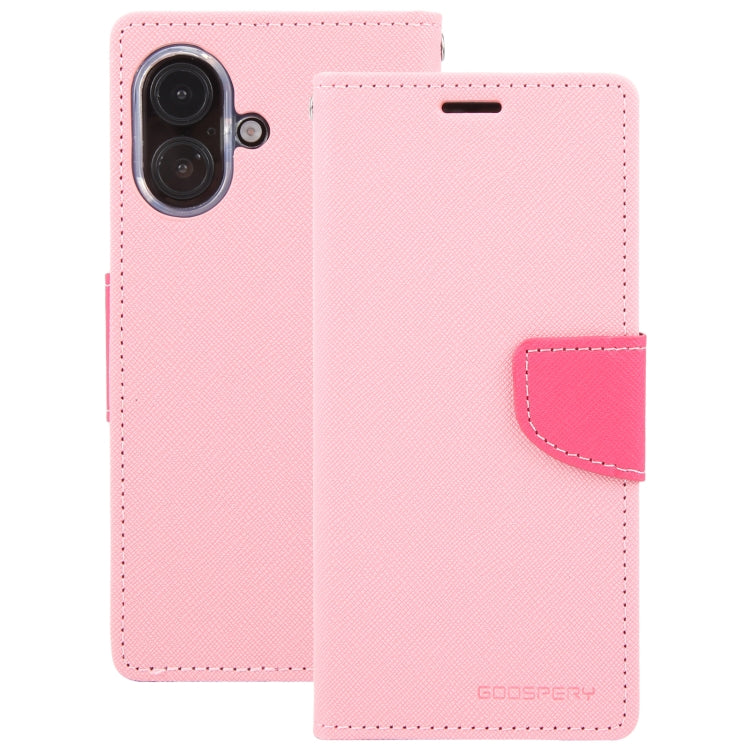For iPhone 16 Plus GOOSPERY FANCY DIARY Cross Texture Leather Phone Case