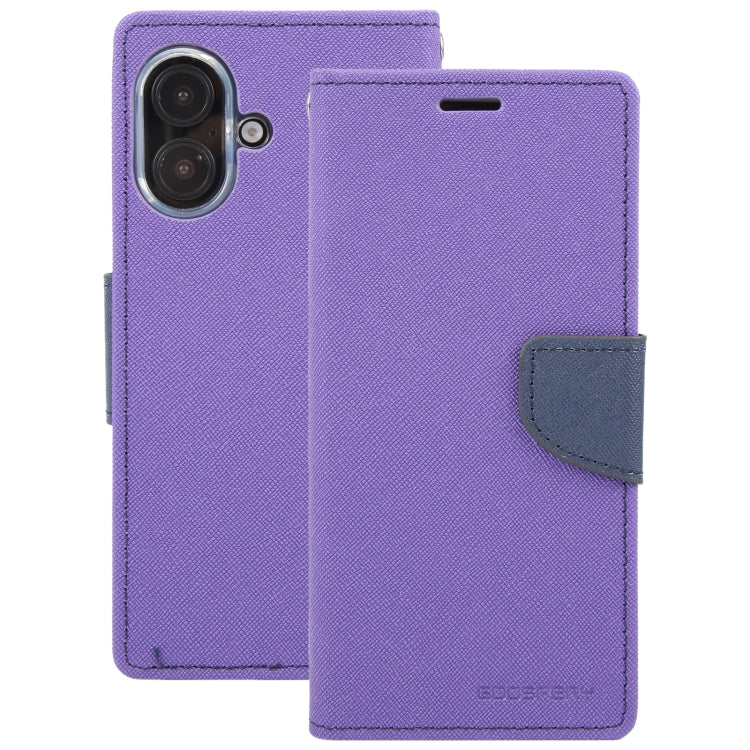 For iPhone 16 Plus GOOSPERY FANCY DIARY Cross Texture Leather Phone Case