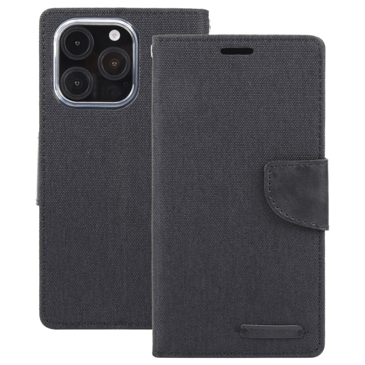 For iPhone 16 Pro GOOSPERY CANVAS DIARY Fabric Texture Flip Leather Phone Case