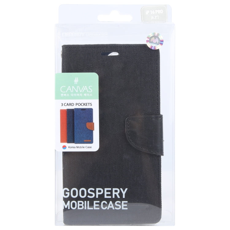 For iPhone 16 Pro GOOSPERY CANVAS DIARY Fabric Texture Flip Leather Phone Case