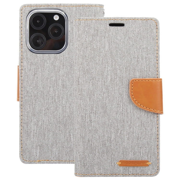 For iPhone 16 Pro GOOSPERY CANVAS DIARY Fabric Texture Flip Leather Phone Case