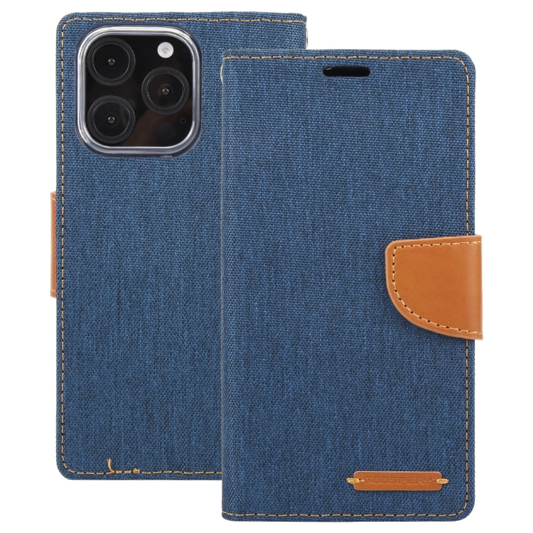 For iPhone 16 Pro GOOSPERY CANVAS DIARY Fabric Texture Flip Leather Phone Case