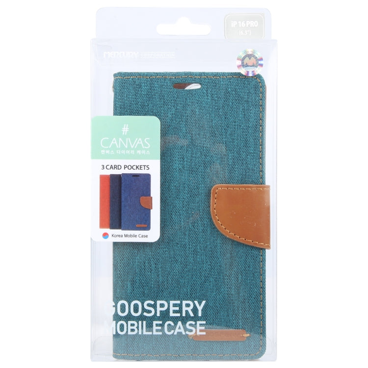 For iPhone 16 Pro GOOSPERY CANVAS DIARY Fabric Texture Flip Leather Phone Case