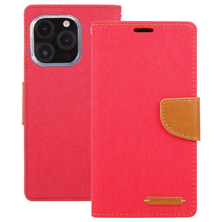 For iPhone 16 Pro GOOSPERY CANVAS DIARY Fabric Texture Flip Leather Phone Case