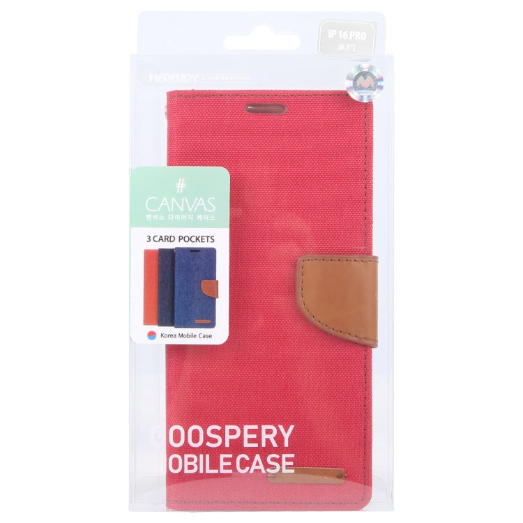 For iPhone 16 Pro GOOSPERY CANVAS DIARY Fabric Texture Flip Leather Phone Case