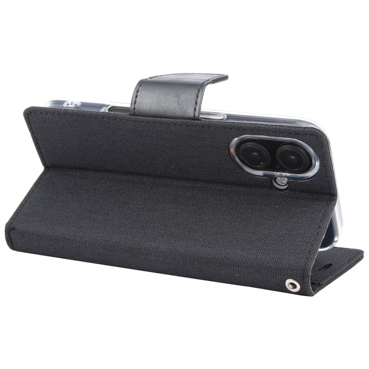 For iPhone 16 Plus GOOSPERY CANVAS DIARY Fabric Texture Flip Leather Phone Case