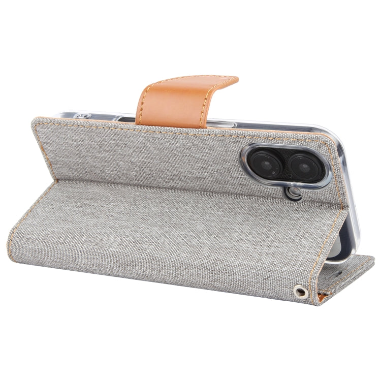 For iPhone 16 Plus GOOSPERY CANVAS DIARY Fabric Texture Flip Leather Phone Case