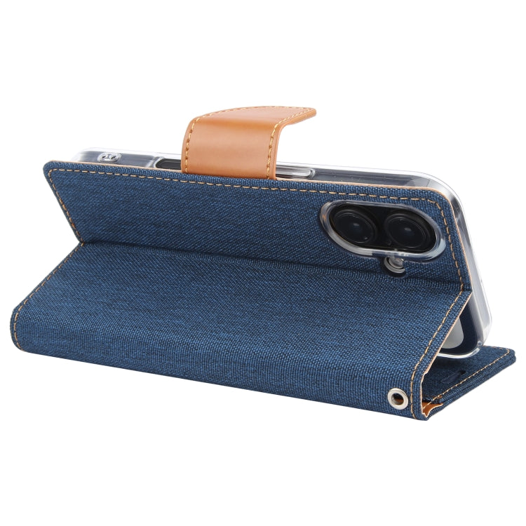 For iPhone 16 Plus GOOSPERY CANVAS DIARY Fabric Texture Flip Leather Phone Case