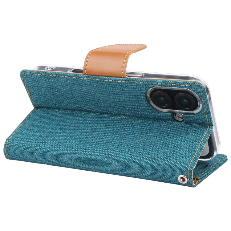 For iPhone 16 Plus GOOSPERY CANVAS DIARY Fabric Texture Flip Leather Phone Case