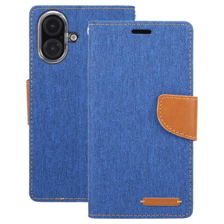 For iPhone 16 Plus GOOSPERY CANVAS DIARY Fabric Texture Flip Leather Phone Case