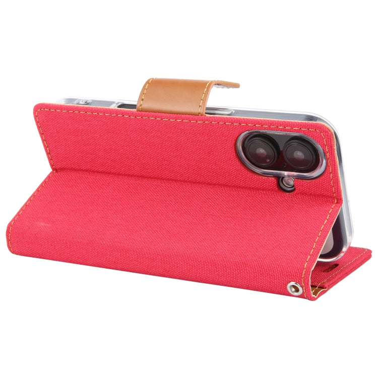 For iPhone 16 Plus GOOSPERY CANVAS DIARY Fabric Texture Flip Leather Phone Case
