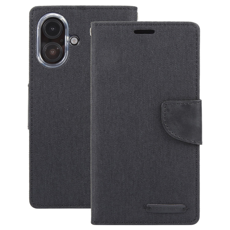 For iPhone 16 GOOSPERY CANVAS DIARY Fabric Texture Flip Leather Phone Case