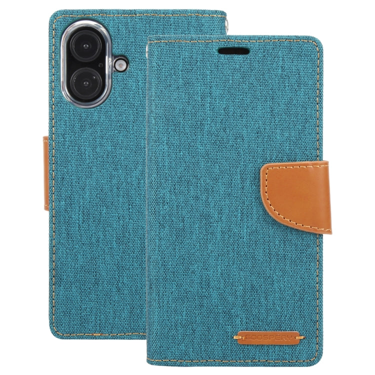 For iPhone 16 GOOSPERY CANVAS DIARY Fabric Texture Flip Leather Phone Case