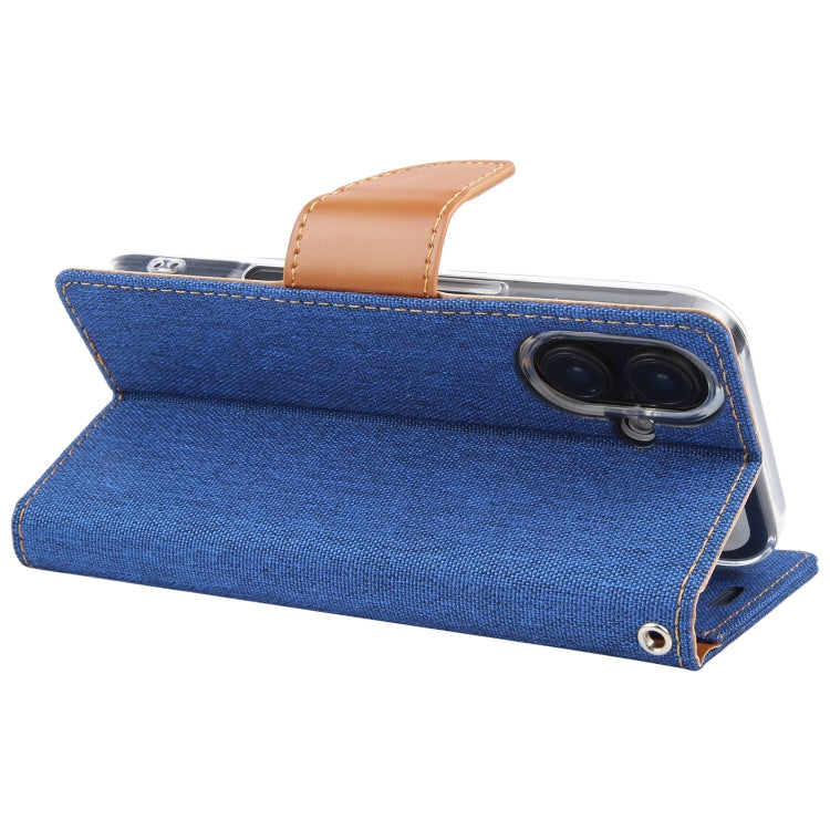 For iPhone 16 GOOSPERY CANVAS DIARY Fabric Texture Flip Leather Phone Case
