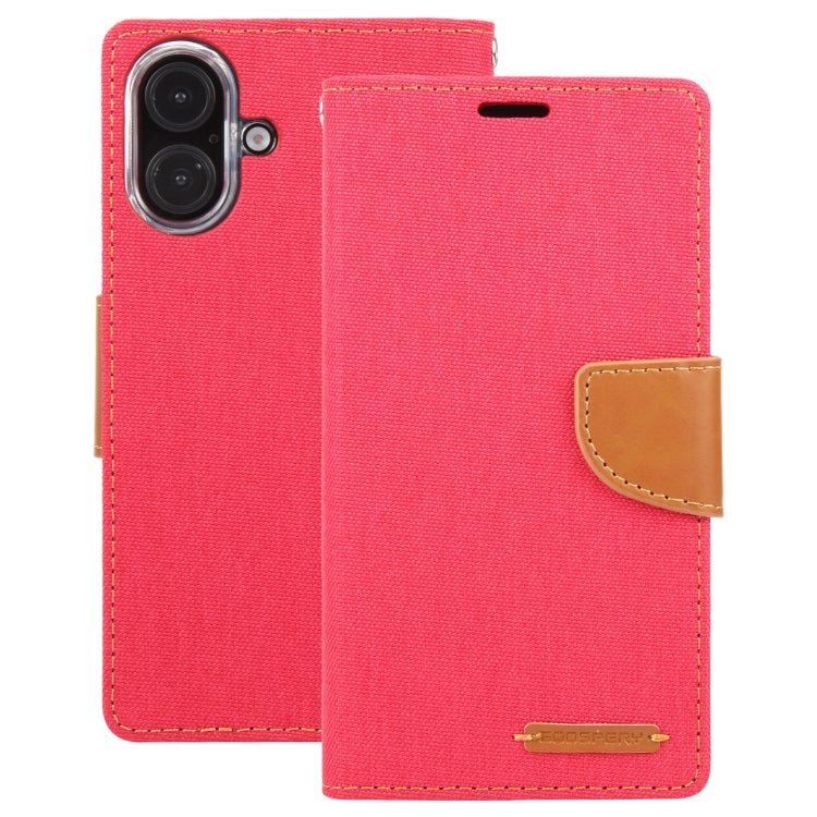 For iPhone 16 GOOSPERY CANVAS DIARY Fabric Texture Flip Leather Phone Case