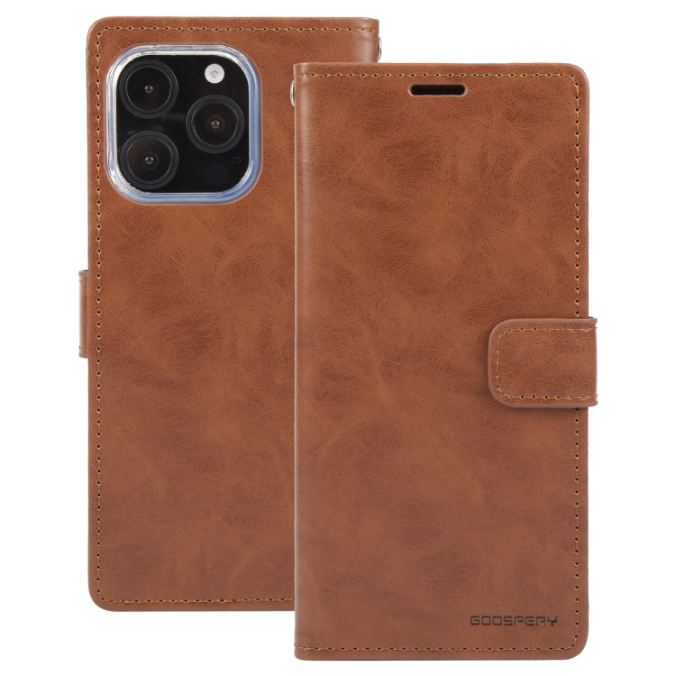 For iPhone 16 Pro Max GOOSPERY BLUE MOON Crazy Horse Texture Leather Phone Case