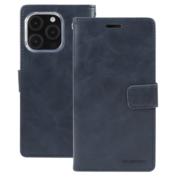 For iPhone 16 Pro GOOSPERY BLUE MOON Crazy Horse Texture Leather Phone Case